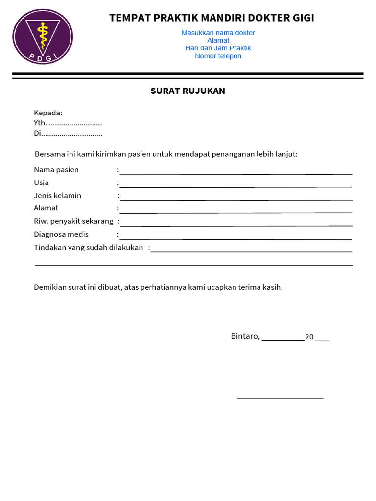 Contoh Surat Rujukan TPMDG | PDF