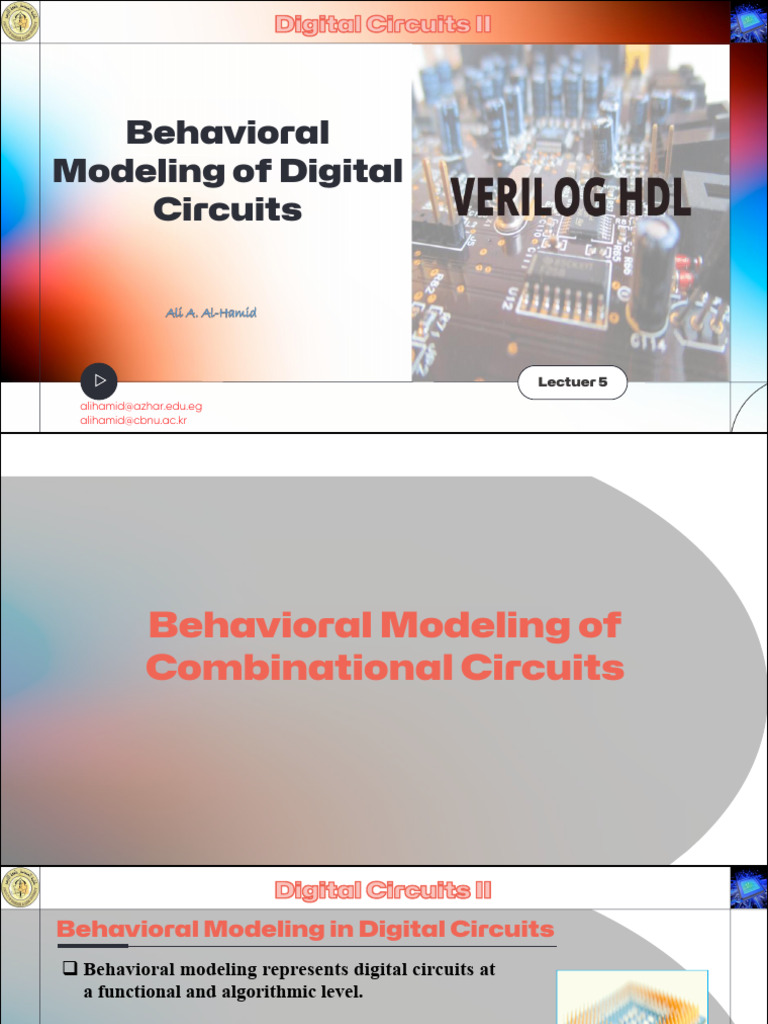 Lect 05 [Behavioral Modeling of Digital Circuits Part 1] | PDF