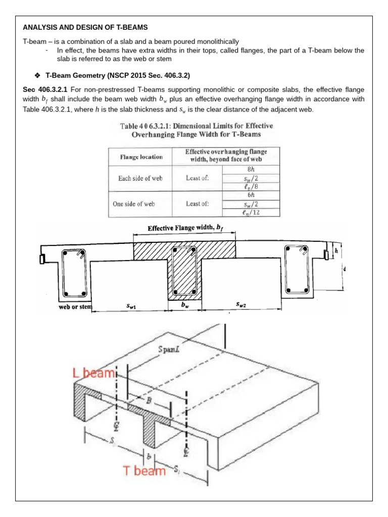 Analysis and Design of T Beam | PDF