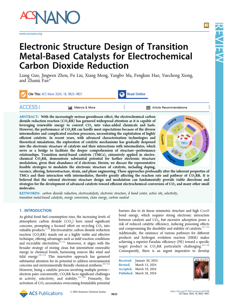 Electronic Structure Design of Transition Metal Based Catalysts for ...
