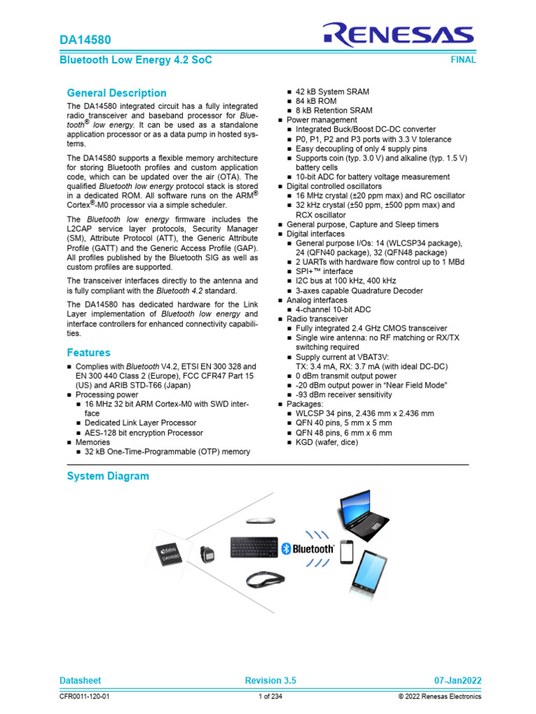 da14580-datasheet | PDF | Bluetooth | Computer Engineering