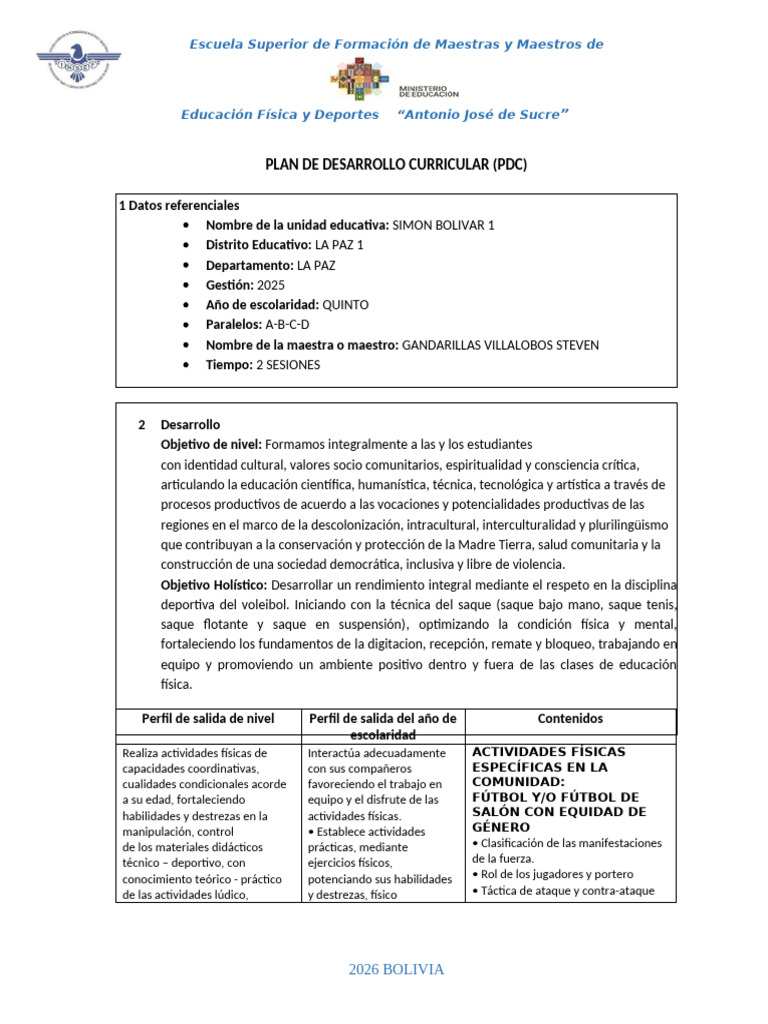 Pdc Modelo 1 2025 | PDF | Vóleibol | Deportes