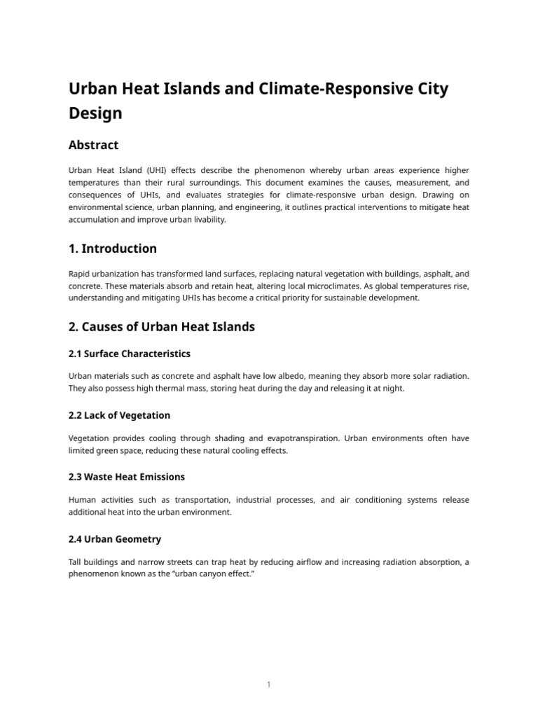 Urban Heat Islands And Climate-responsive City Design | PDF | Natural ...