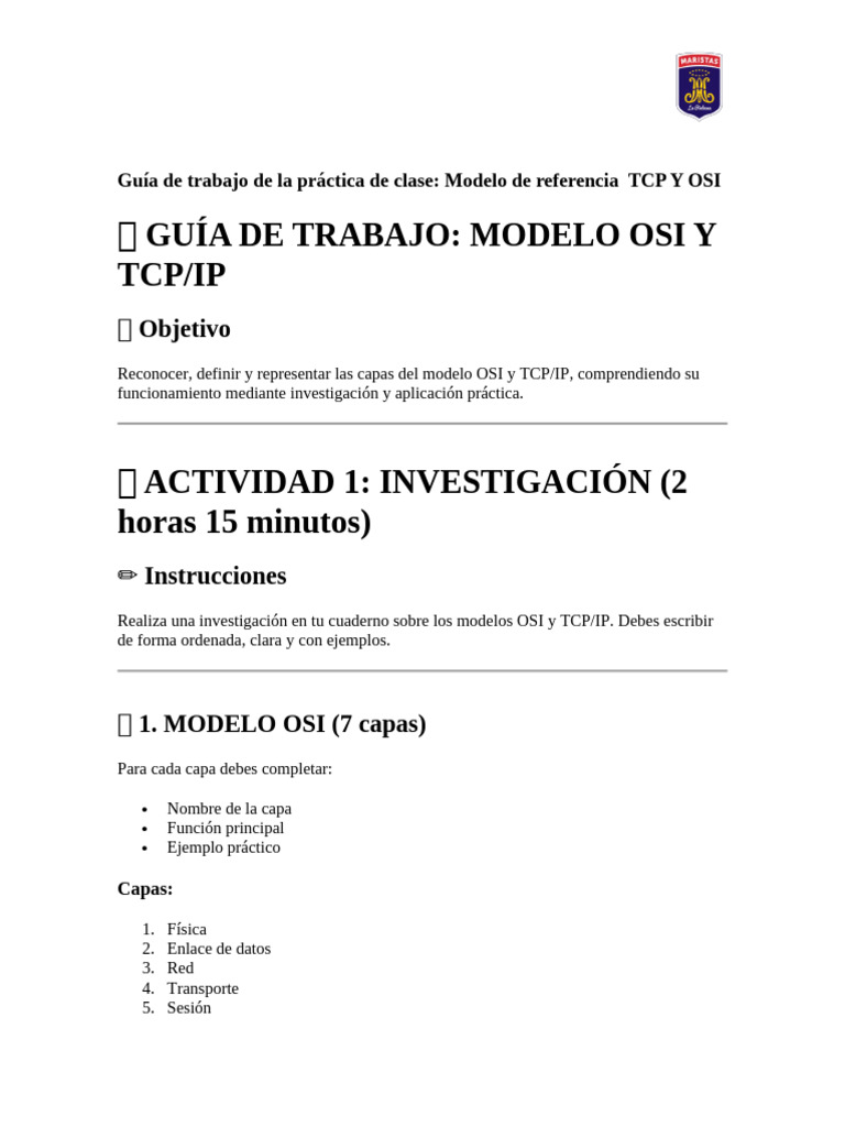 gUIA lo OSI TCP IP | PDF | Modelo osi | Conjunto de protocolos de internet