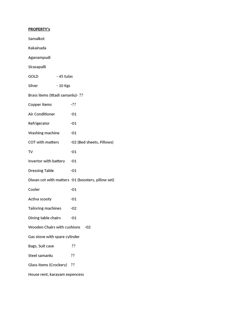 Asset List | PDF