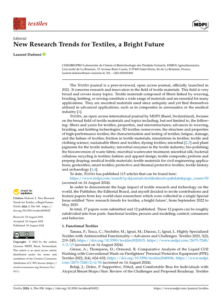 New Research Trends for Textiles a Bright Future | PDF