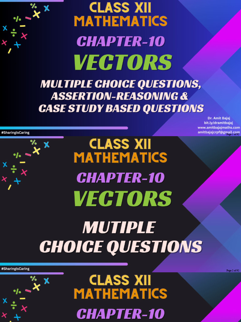 10. Class Xii Vectors (Mcq, Ar , Cs Based Questions) 2025-26 | PDF