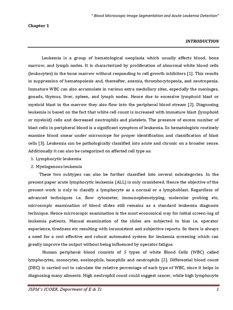 Project Report - New | PDF | White Blood Cell | Leukemia