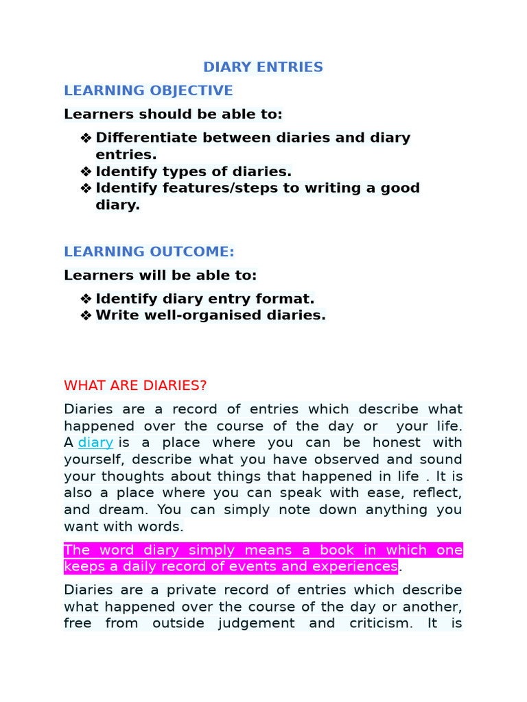 Diary Entry (1) | PDF