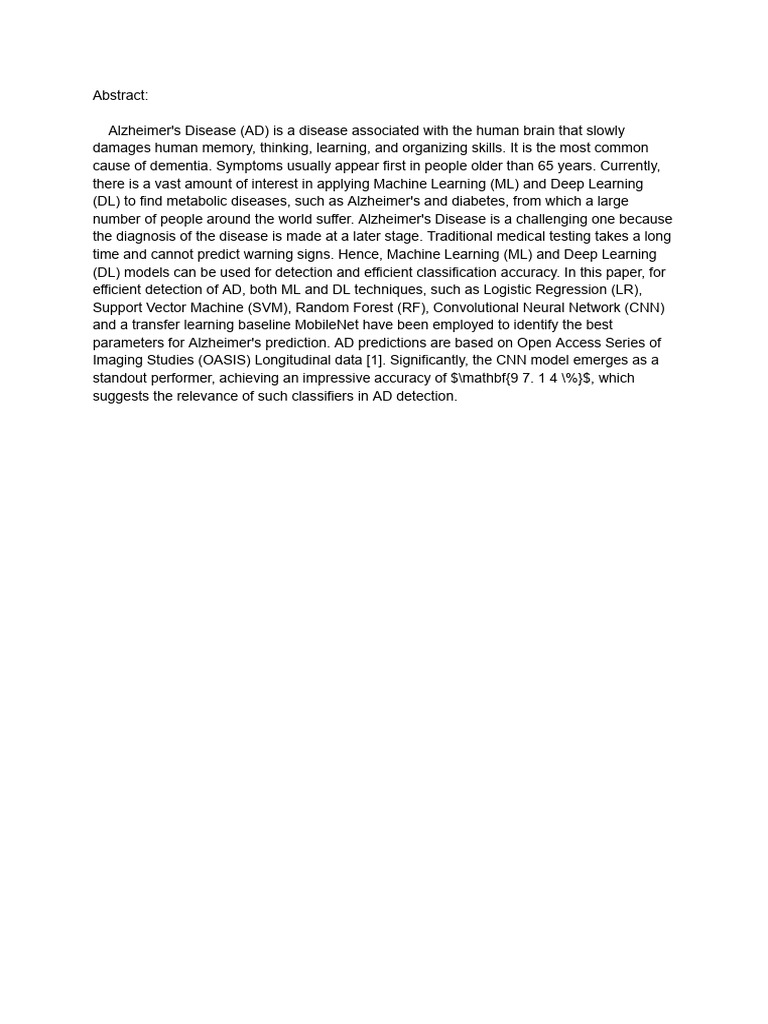 Transfer Learning Framework for Prediction OfAlzheirmers’s Disease ...