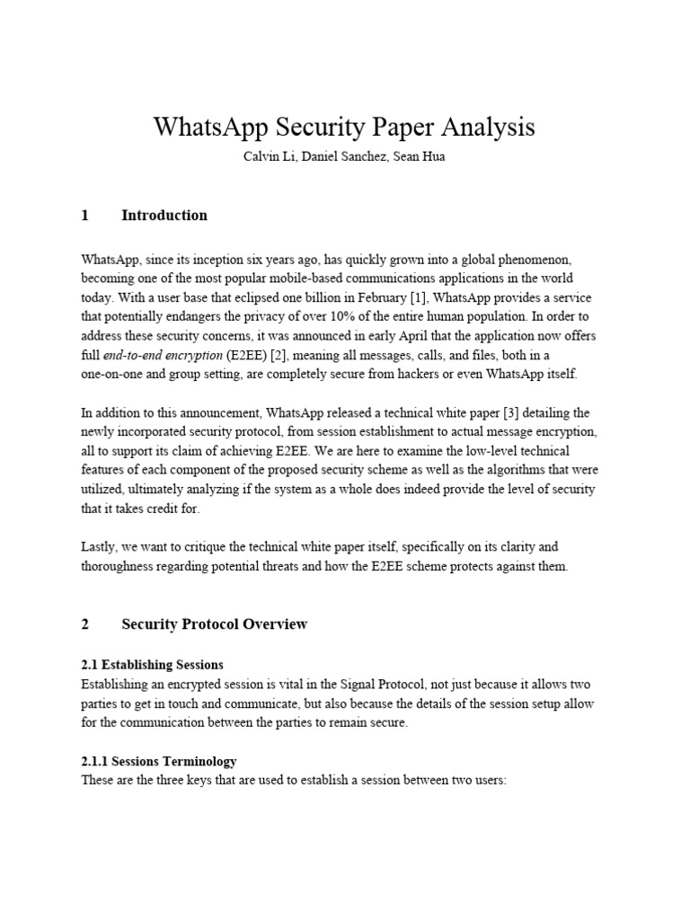 WhatsApp Security Paper Analysis | PDF | Encryption | Security