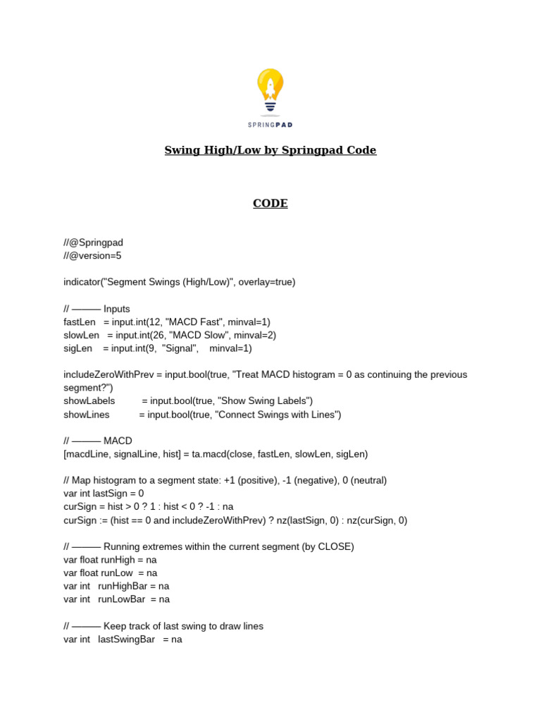 Swing High Low by Springpad | PDF | Technical Analysis | Valuation ...
