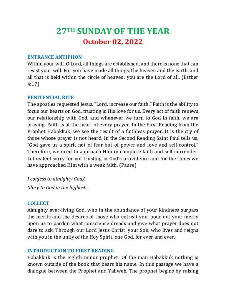 Sunday English Liturgy | PDF | Prayer | Jesus