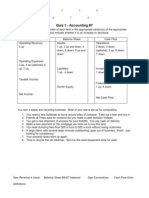 Quiz 1 - Accounting #7: Instructions: Write The Number of Each Item in The Appropriate Section(s) of The Appropriate