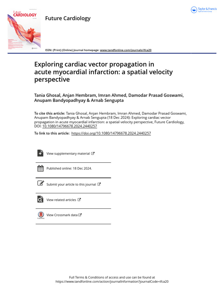 Exploring cardiac vector propagation in acute myocardial infarction a ...