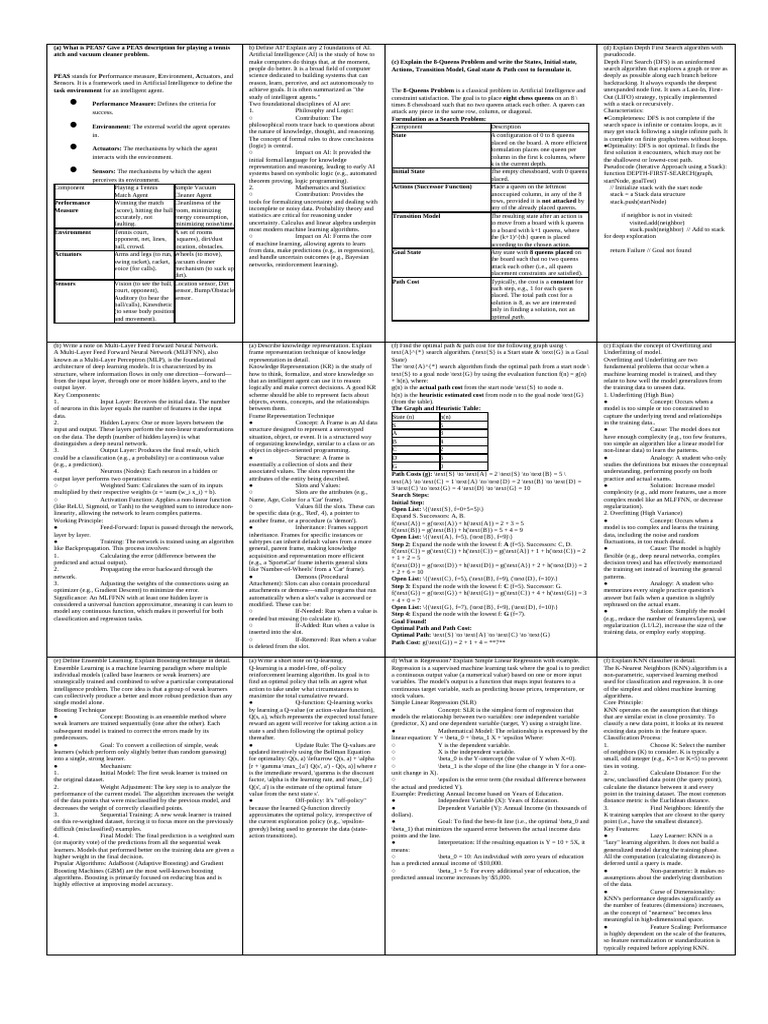 AI Sem 5 Imp Ans | PDF | Machine Learning | Statistical Classification