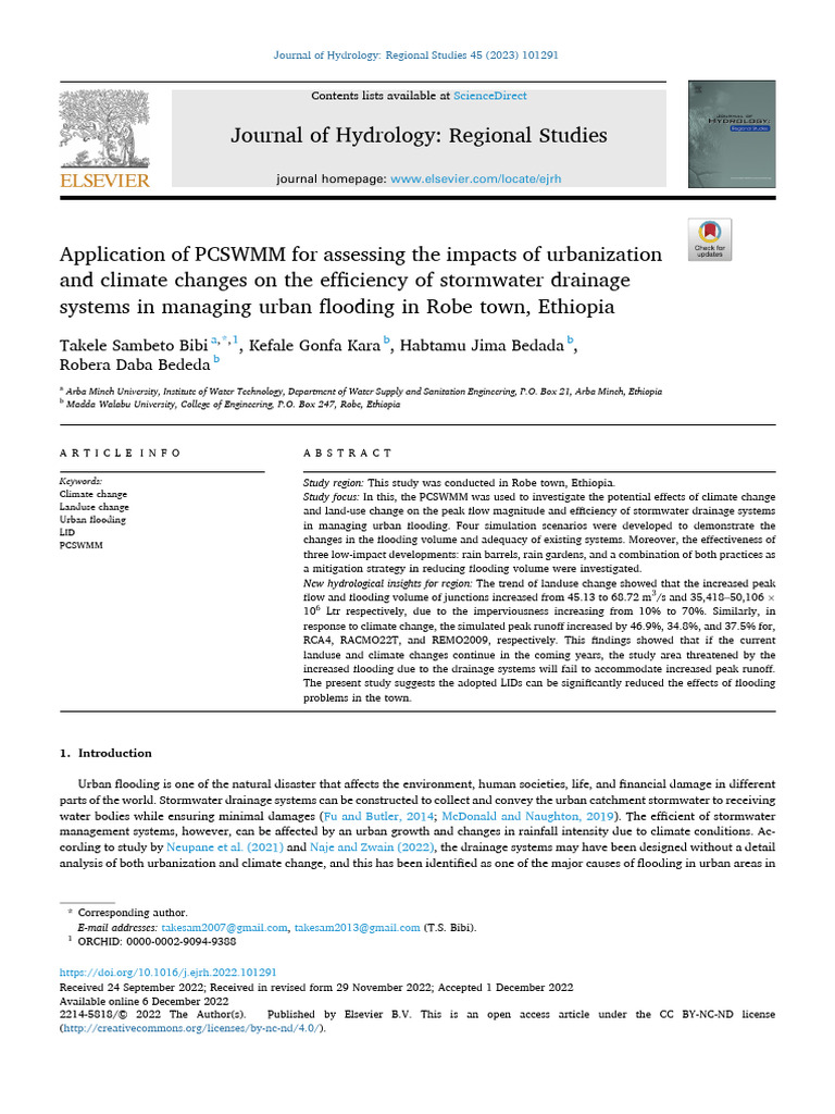 1. Application of PCSWMM for Assessing the Impacts of Urbanization ...