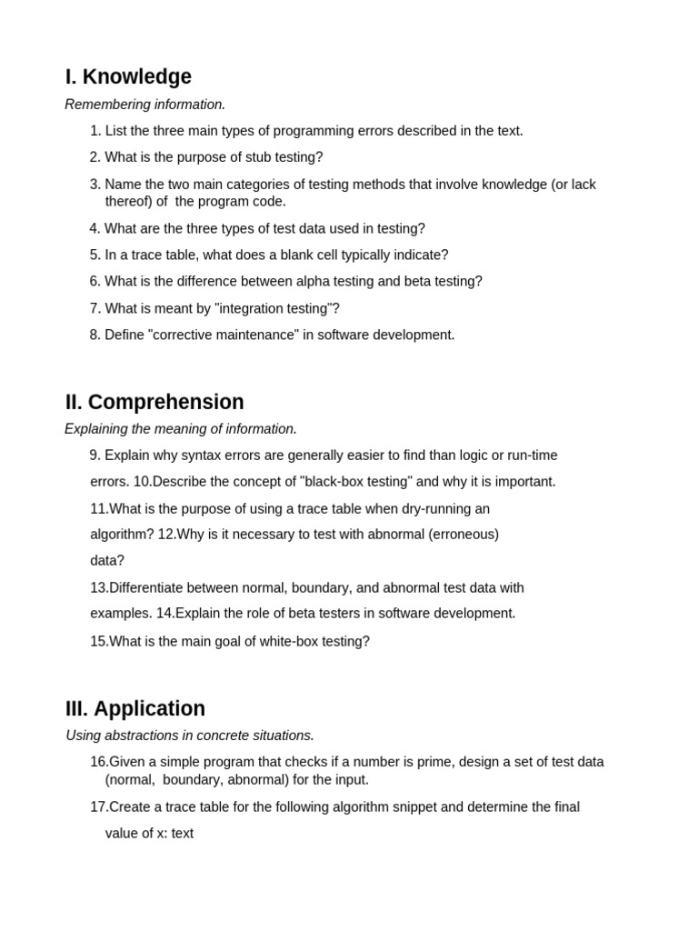 Types of Error and Testing Questions | PDF | Software Testing | Systems ...