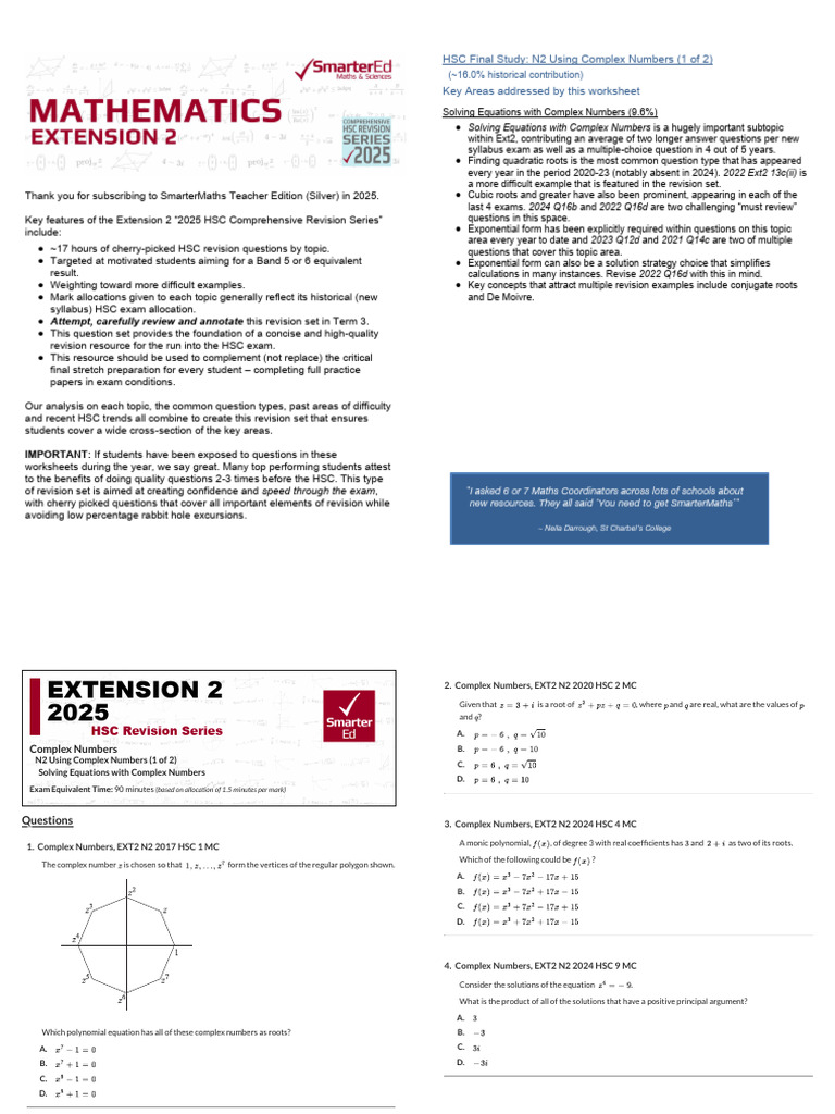 Complex Worksheet 2 | PDF | Zero Of A Function | Polynomial
