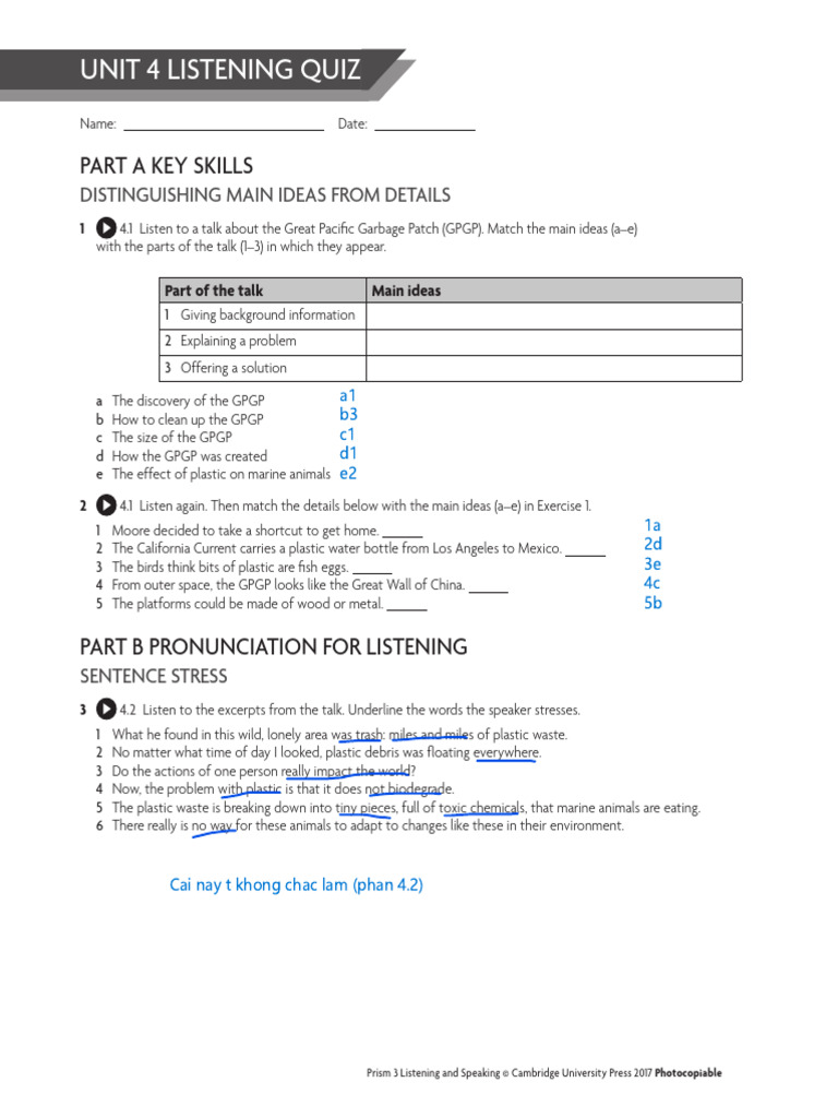 Prism LS L3 Quiz U04 | PDF