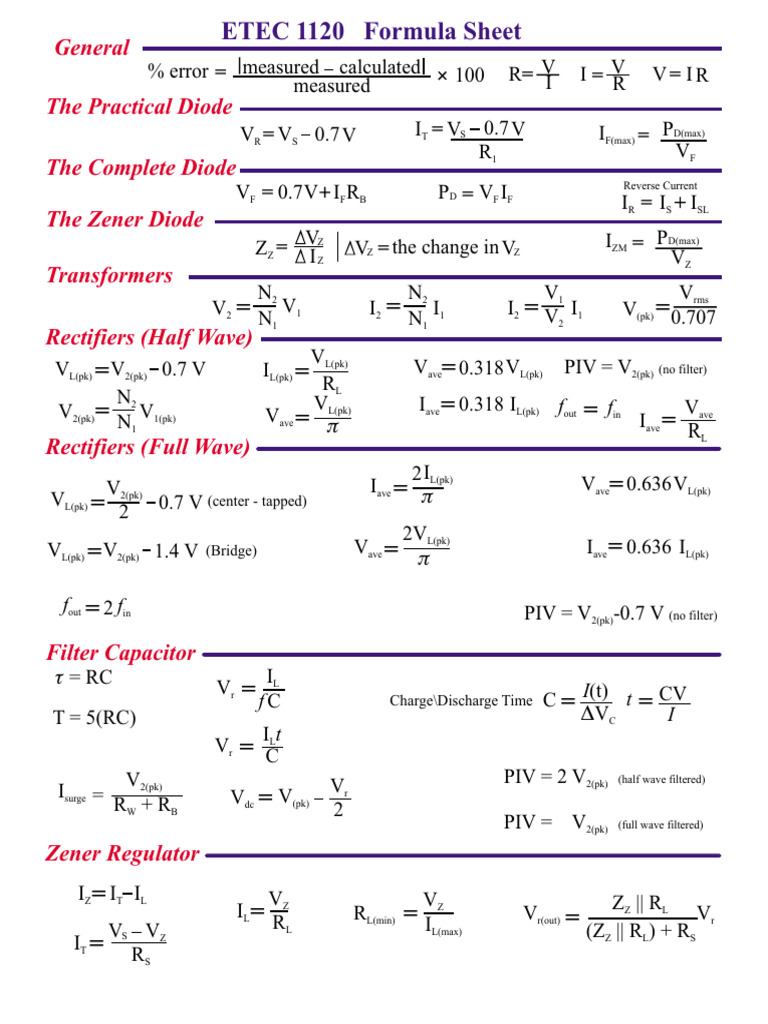 Formula | PDF | Rectifier | Manufactured Goods
