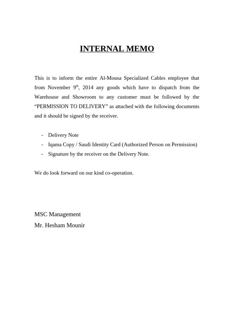 Internal Memo | PDF