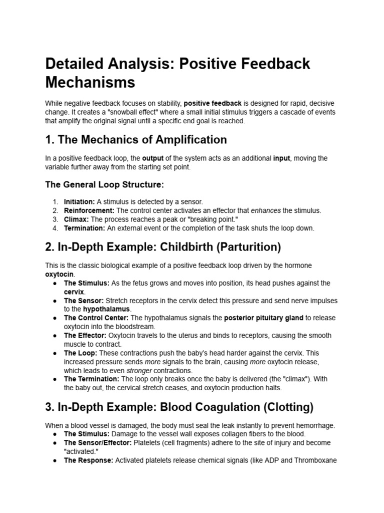 Detailed Positive Feedback Mechanisms | PDF