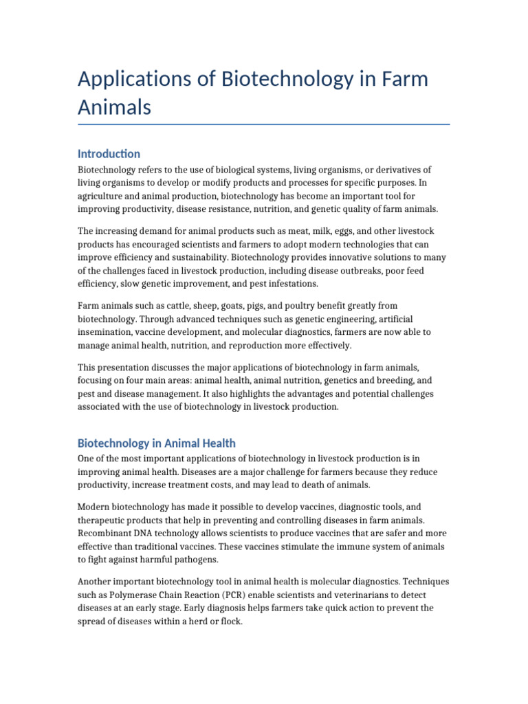 biotechnology_farm_animals_presentation | PDF | Biotechnology | Genetic ...