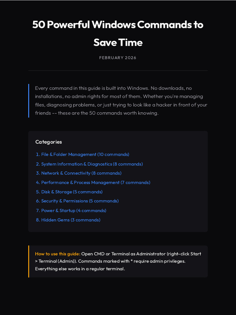 50 Powerful Windows Commands | PDF