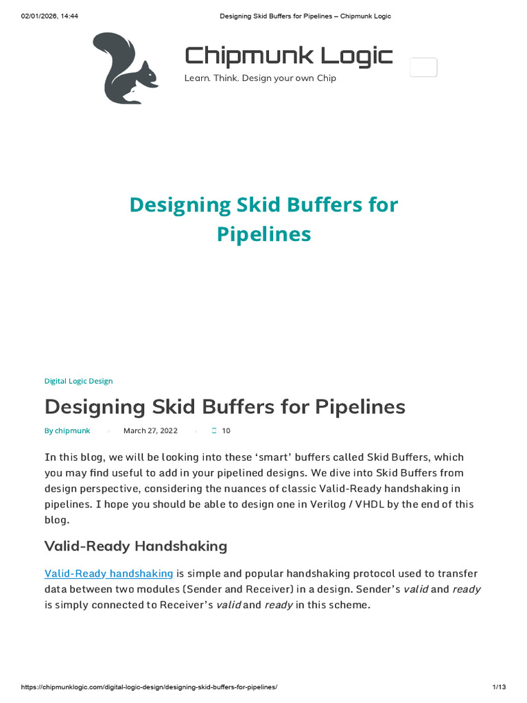 Designing Skid Buffers for Pipelines – Chipmunk Logic | PDF | Computing ...