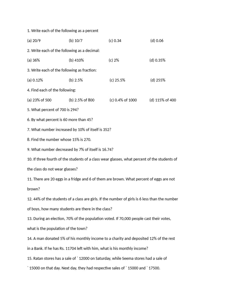 Percentages and Its Appliations | PDF