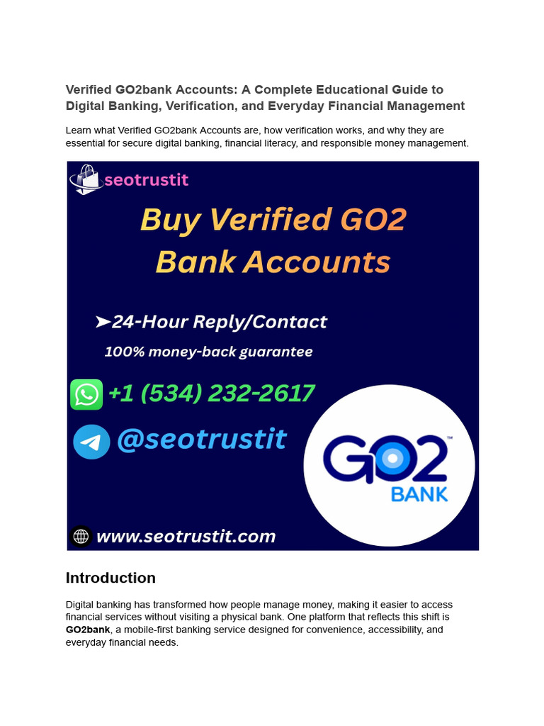 Buying Verified Go2 Bank Accounts - Safely Complete 2026 | PDF | Banks ...