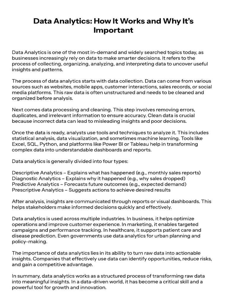 How Data Analytics Works | PDF