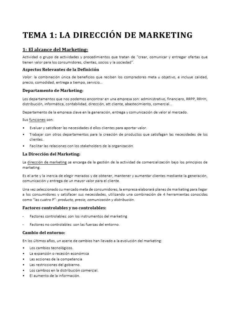Tema 1 | PDF | Marketing | Producto (Negocio)