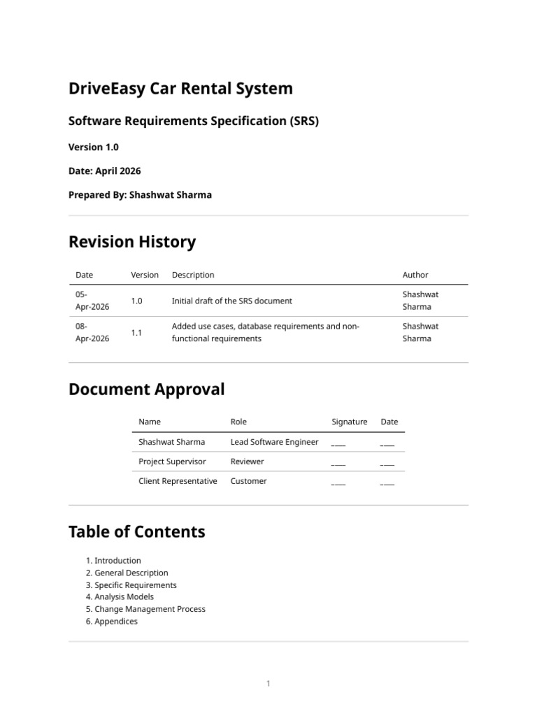 Car Rental Company Srs 35 Page Style Document | PDF | Databases | Receipt
