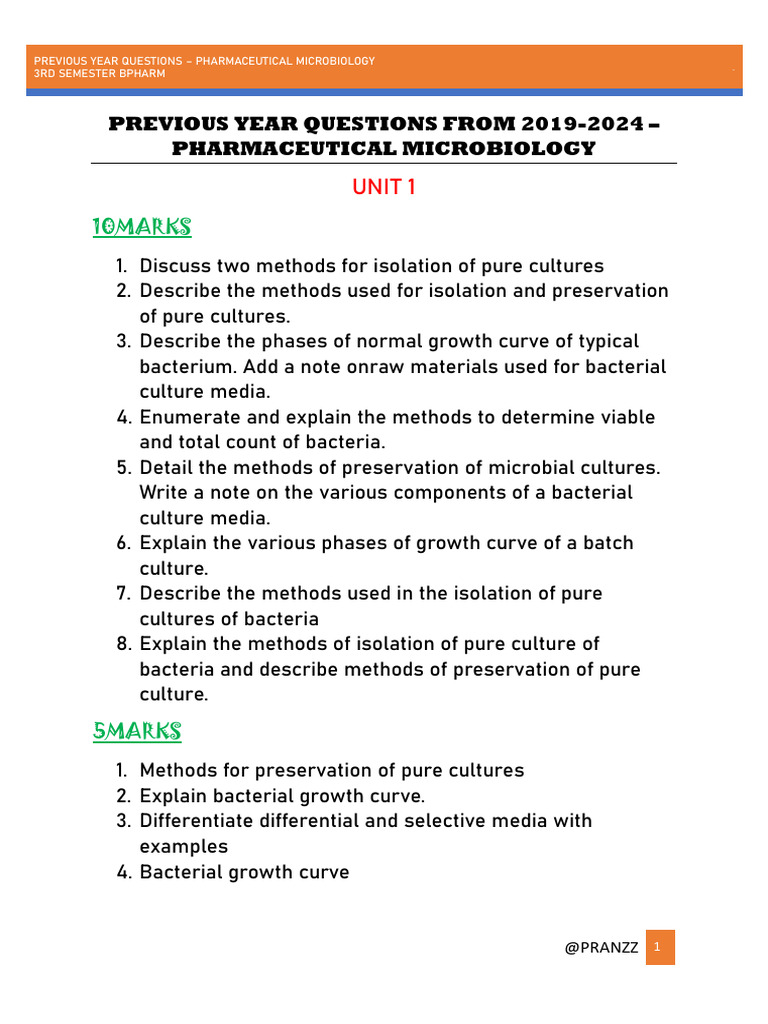 Pharmaceutical Microbiology PYQ | PDF | Bacteria | Disinfectant