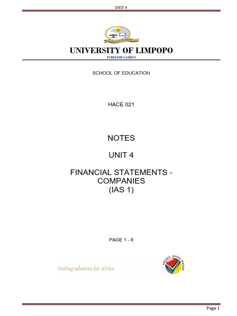 Unit 4 - Financial Statements notes | PDF