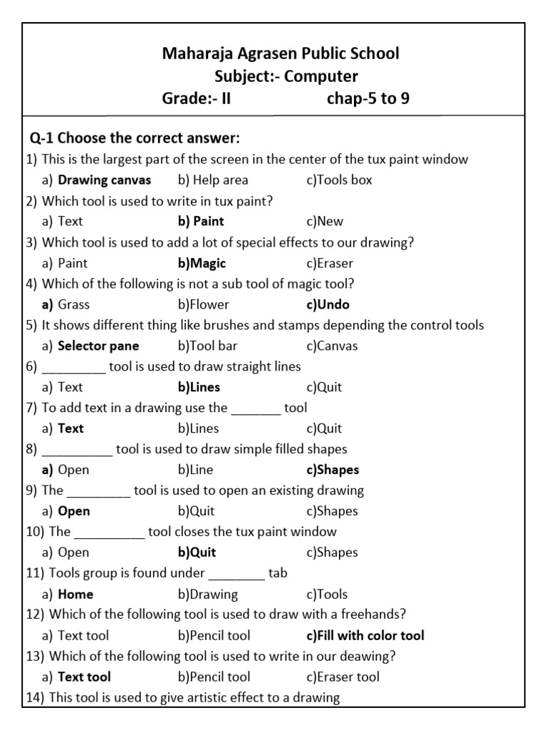Grade-2 Computer Annual Exam Revision | PDF | Software | Computing