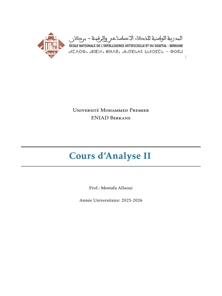 Cours Analyse 2 | PDF | Limite (mathématiques) | Fonctionnalités et ...