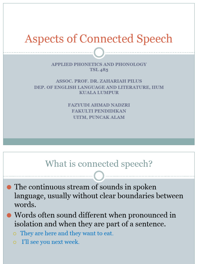 Aspects of Connected Speech | PDF | Consonant | Phonology