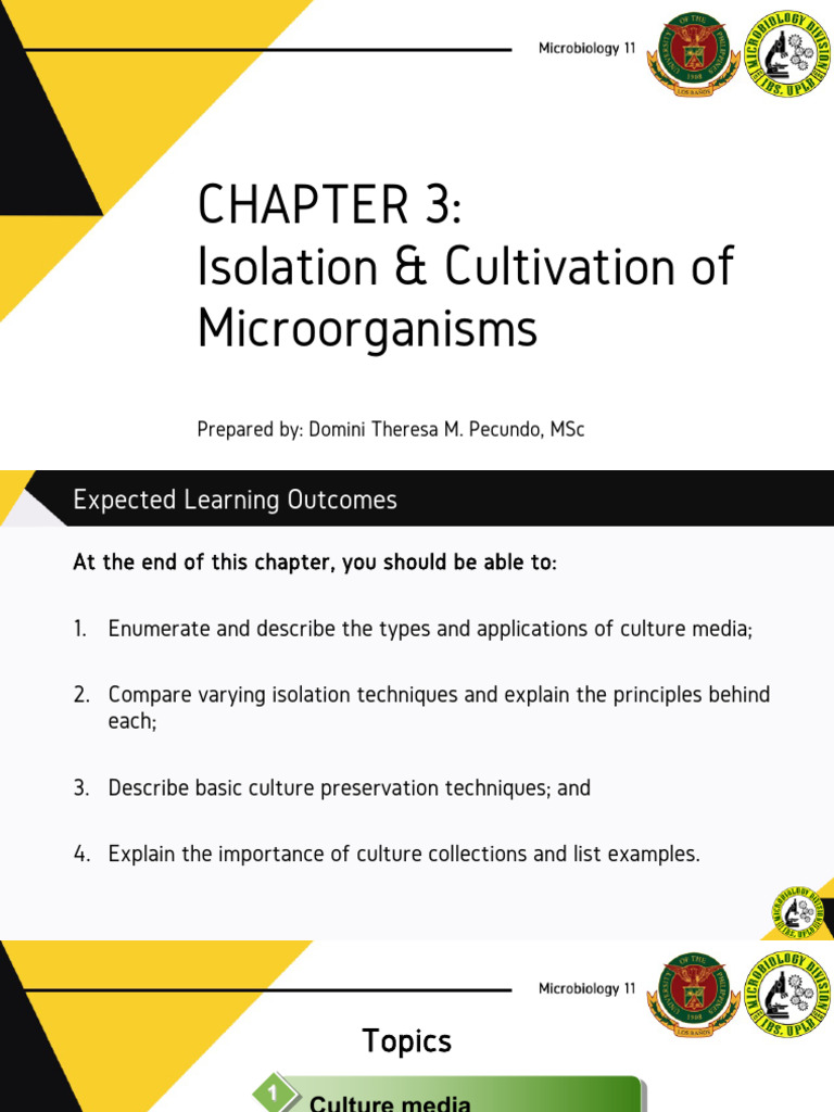 Chapter 3. Isolation and Cultivation of Microorganisms | PDF | Growth ...