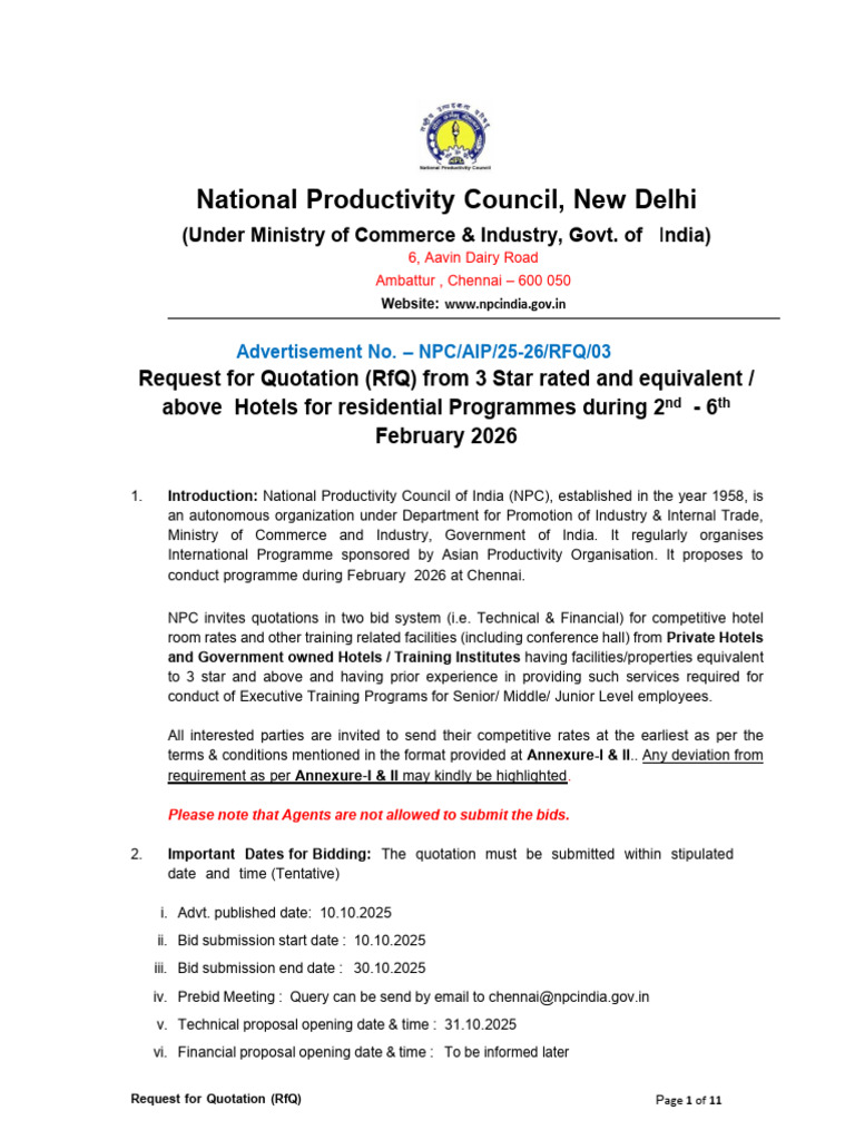 NPCD Tender | PDF | Hotel