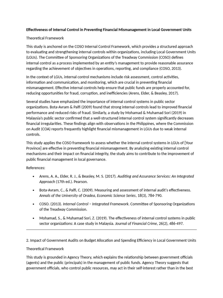 Effectiveness of Internal Control in Preventing Financial Mismanagement ...