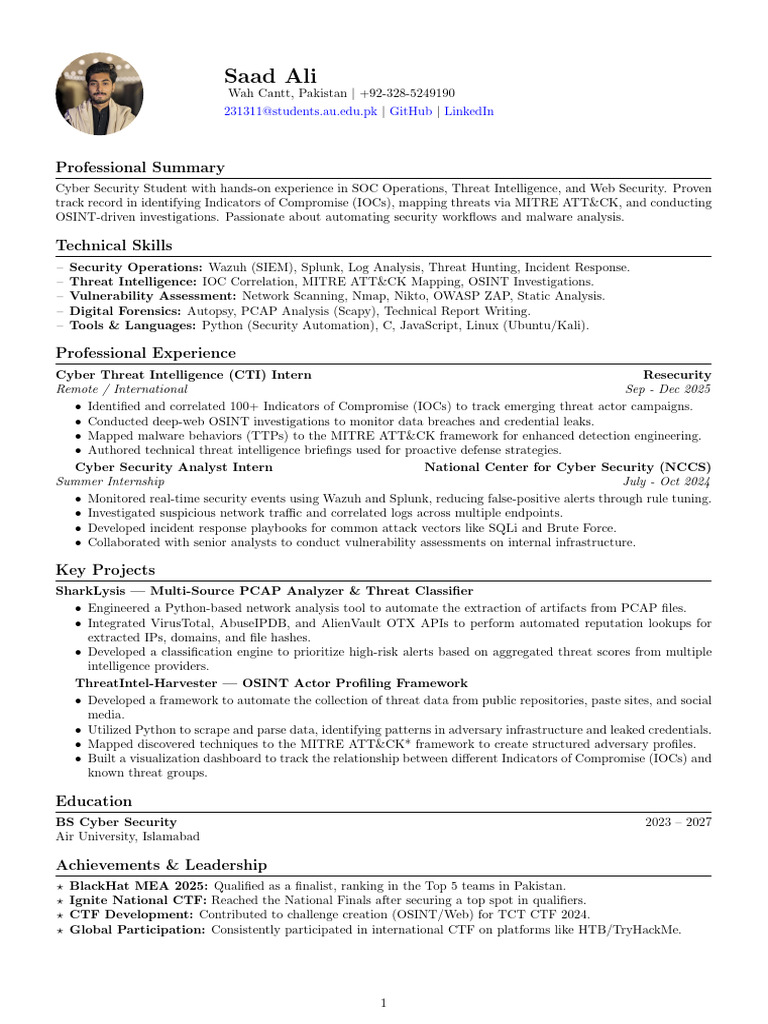 Saad . CV | PDF | Security | Computer Security