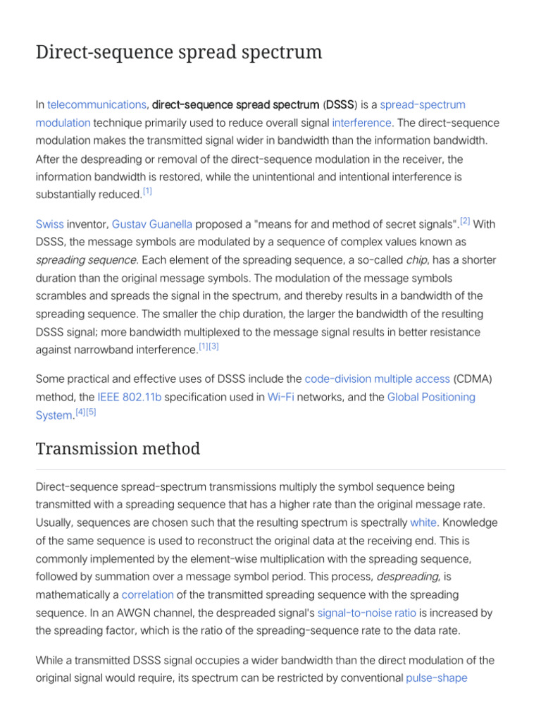 Direct-sequence Spread Spectrum - Wikipedia | PDF | Physical Layer ...