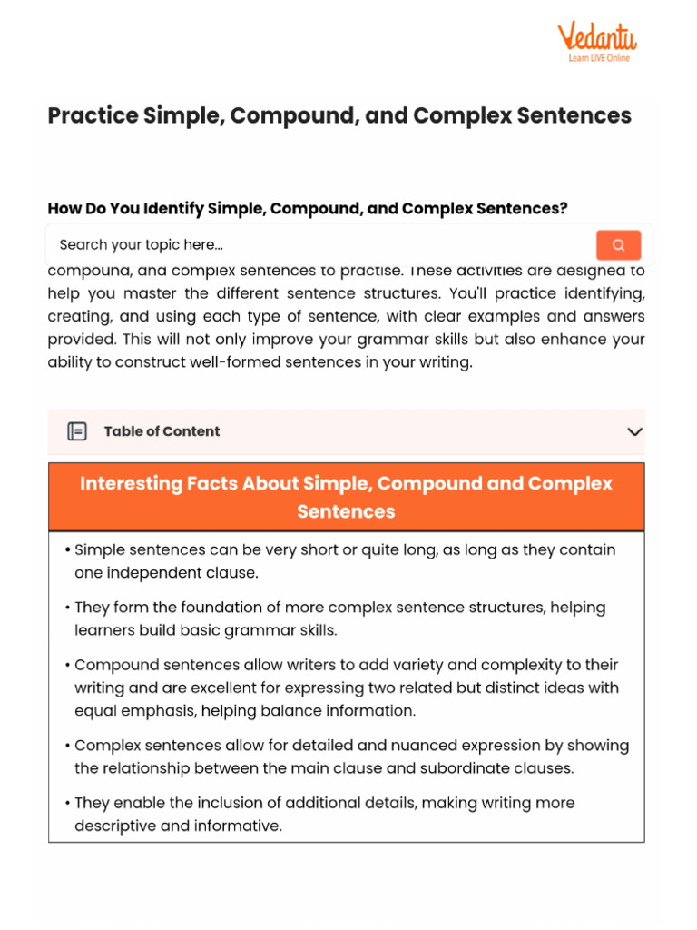 Practice Simple, Compound, and Complex Sentences | PDF