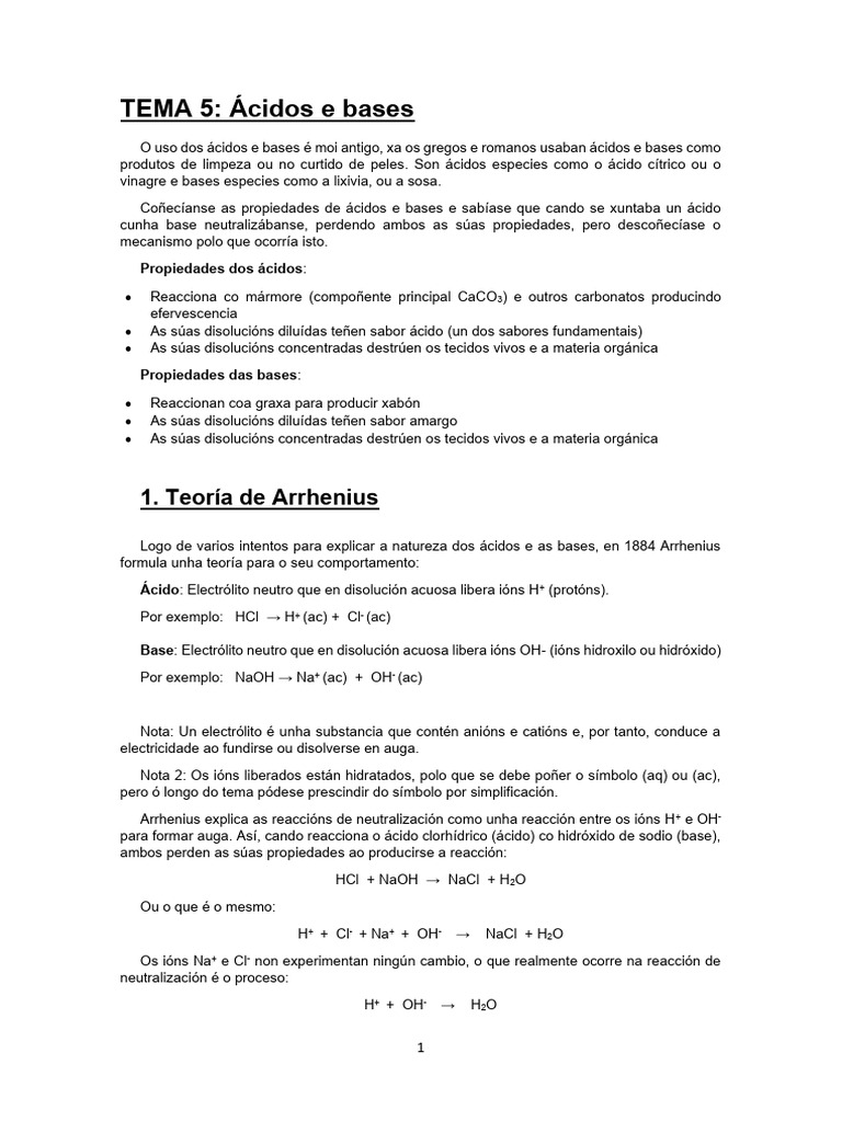 Tema 5 Ácidos e Bases | PDF