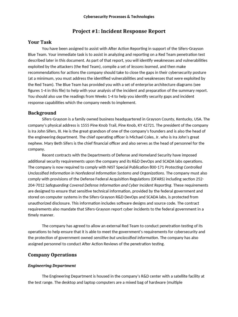 CSIA 310 Project 1 Incident Response Report v2022 | PDF | Computer ...