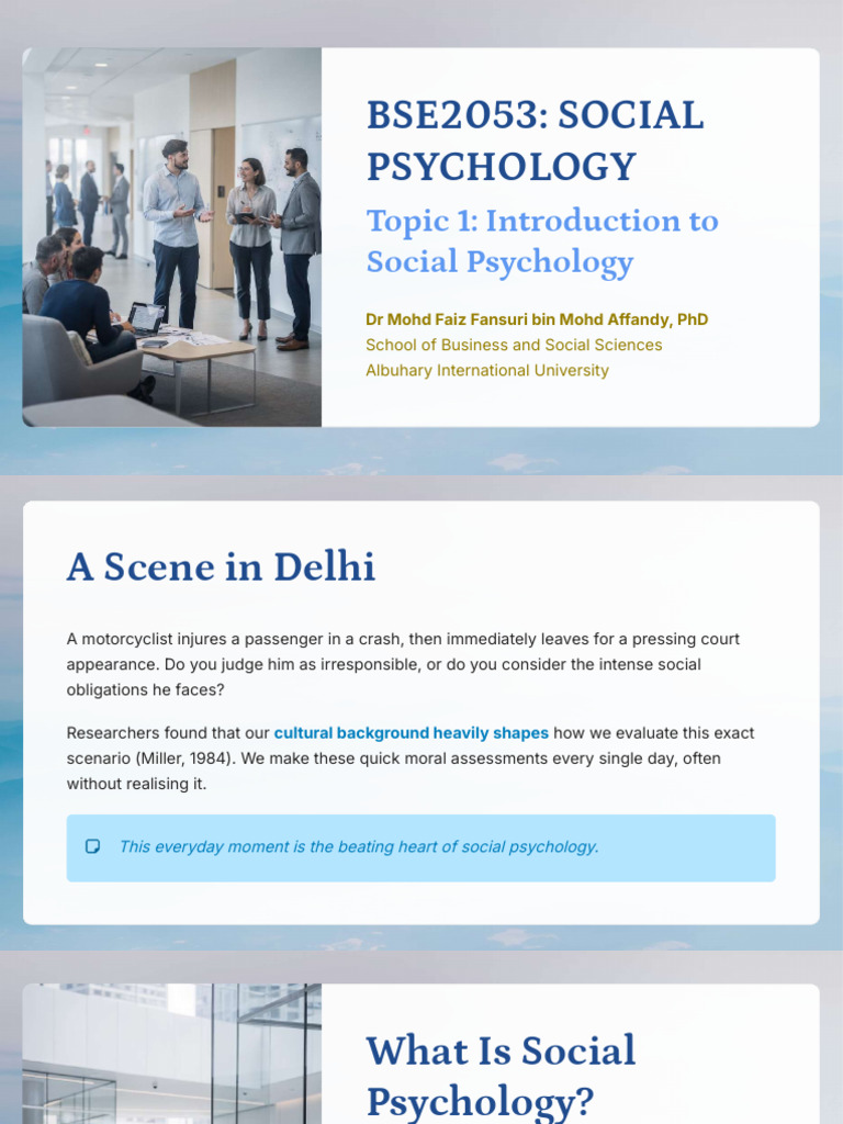 Topic 1 Introduction to Social Psychology (Slides) | PDF | Social ...