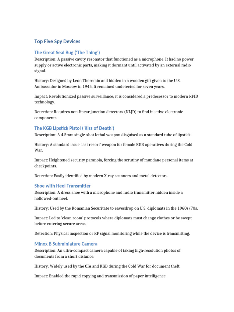Top Spy Devices and Programs | PDF | Surveillance | National Security